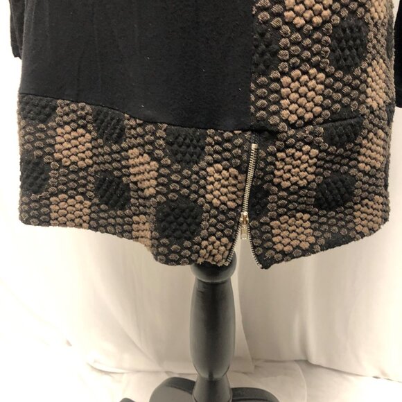 Creation Top Womens Size Small Black Brown Stretch Textured Cowl Neck Sweater - Picture 3 of 7
